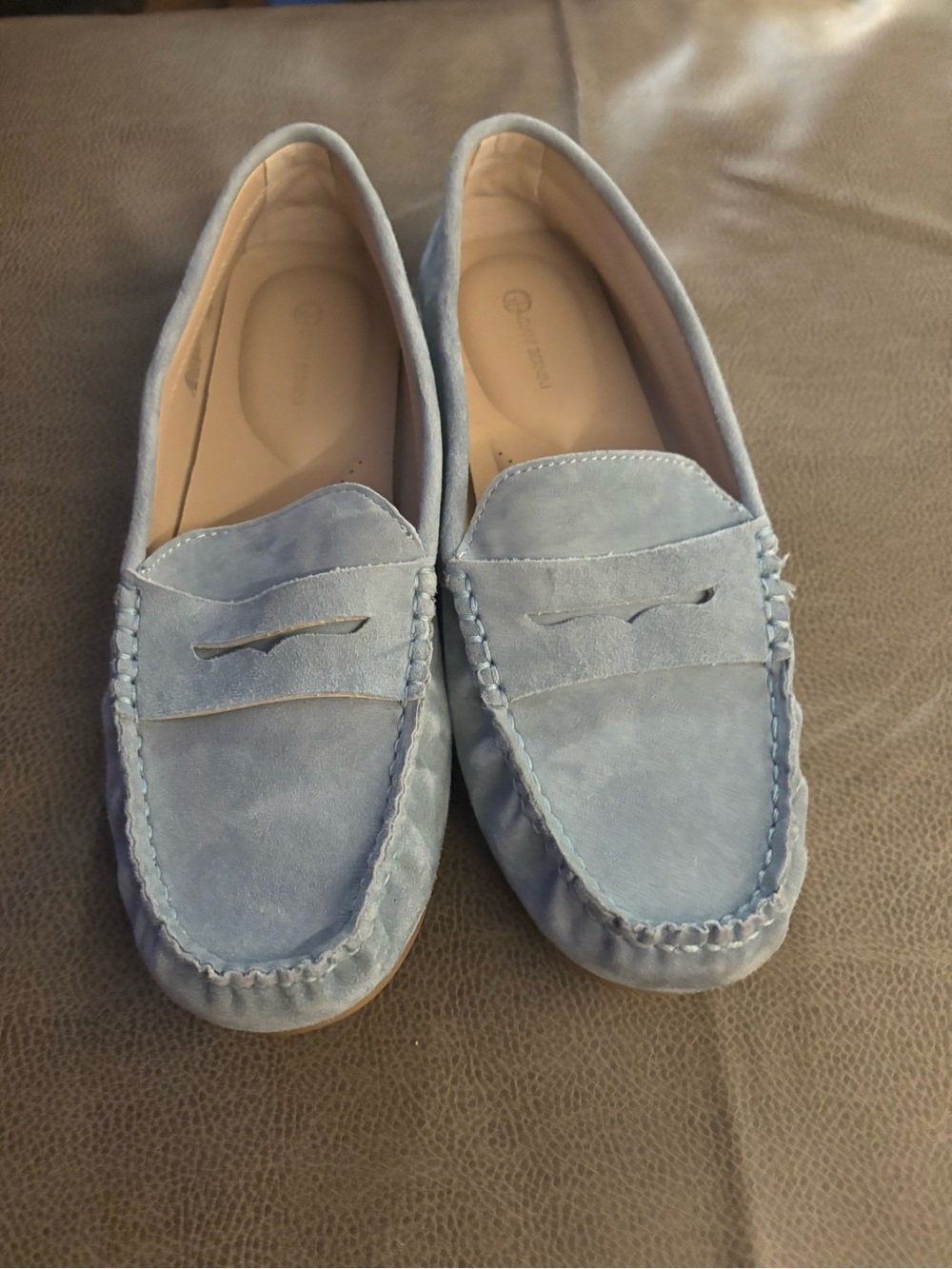 Giani Bernini Light Blue Suede Penny Loafers